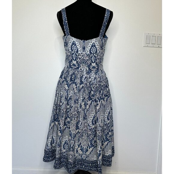 Vintage Talbots Pure Silk Dress Size 10 Blue Floral Paisley Fit Flare - Picture 4 of 13